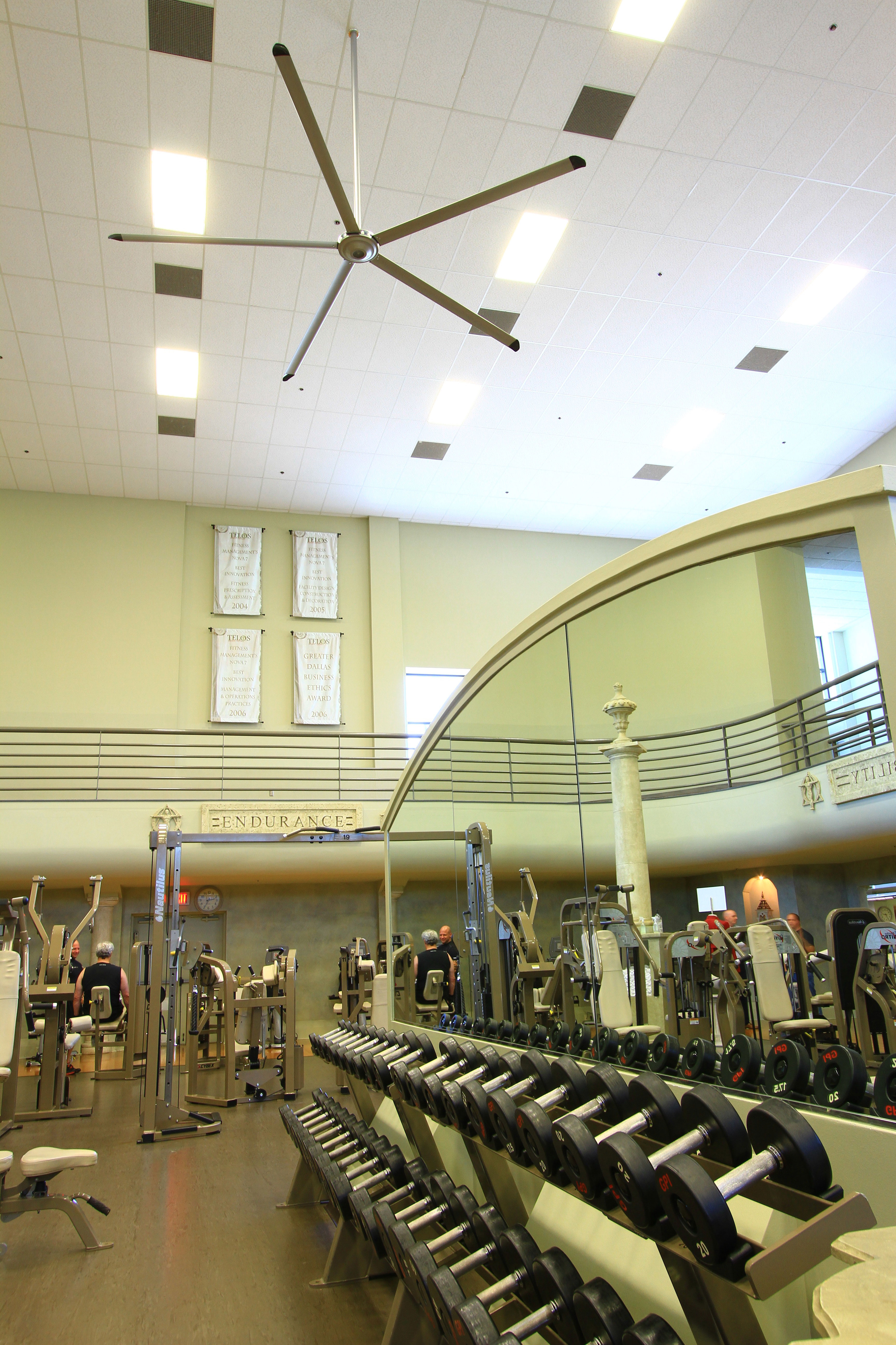 Telos Fitness Center in Dallas, Entrematic fan